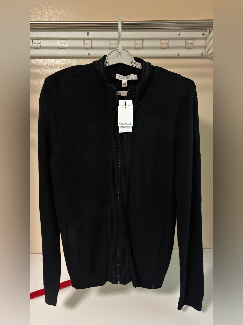 Calvin Klein Men's Black Full-Zip Knit Sweater
